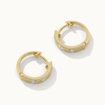 Leaf Station Diamond Hoops, 14K Solid Gold, 1/6 ct Lab Grown Diamond-8