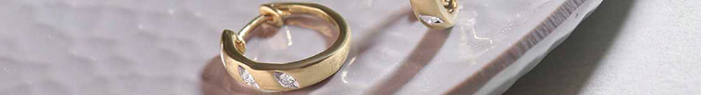 Leaf Station Diamond Hoops, 14K Gold Vermeil, 1/6 ct Lab Grown Diamond-1