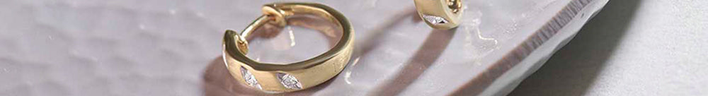 Leaf Station Diamond Hoops, 14K Solid Gold, 1/6 ct Lab Grown Diamond-1
