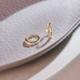 Leaf Station Diamond Hoops, 14K Solid Gold, 1/6 ct Lab Grown Diamond-1