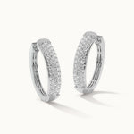 Oval Three Row Diamond Hoops, Sterling Silver, 1 ct Lab Grown Diamond-3