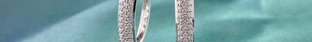 Oval Three Row Diamond Hoops, Sterling Silver, 1 ct Lab Grown Diamond-1