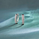 Oval Three Row Diamond Hoops, Sterling Silver, 1 ct Lab Grown Diamond-1
