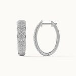 Oval Three Row Diamond Hoops, Sterling Silver, 1 ct Lab Grown Diamond-7