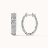 Oval Three Row Diamond Hoops, Sterling Silver, 1 ct Lab Grown Diamond-7