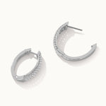 Oval Three Row Diamond Hoops, Sterling Silver, 1 ct Lab Grown Diamond-8