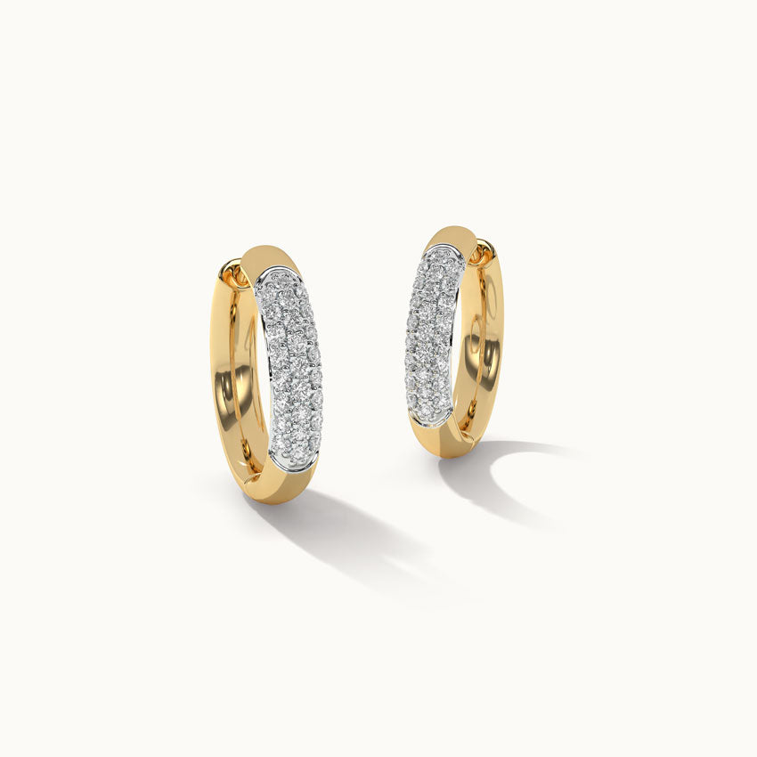 Classic Tubular Diamond Hoops, 14K Solid Gold, 1/2 ct Lab Grown Diamond-3