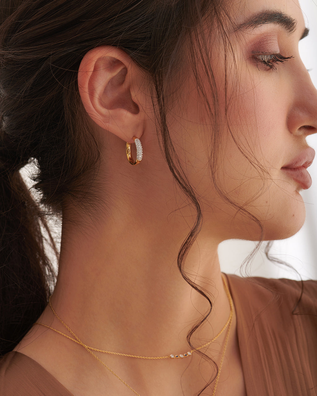 Classic Tubular Diamond Hoops, 14K Gold Vermeil, 1/2 ct Lab Grown Diamond-5