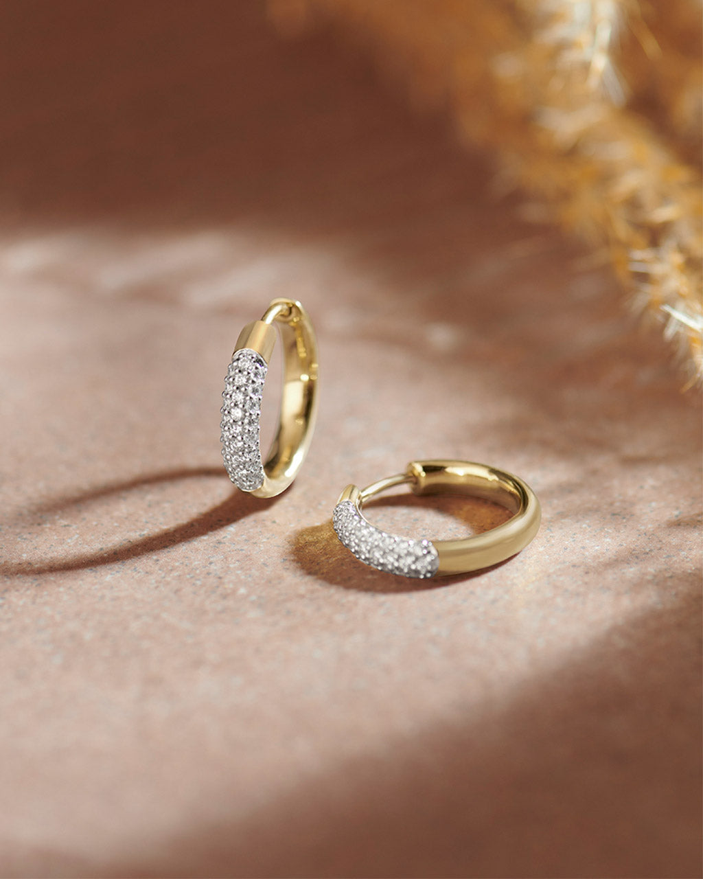 Classic Tubular Diamond Hoops, 14K Gold Vermeil, 1/2 ct Lab Grown Diamond-6