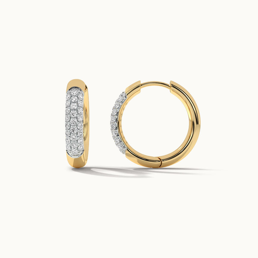 Classic Tubular Diamond Hoops, 14K Solid Gold, 1/2 ct Lab Grown Diamond-7