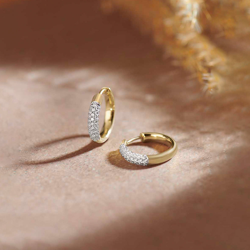 Classic Tubular Diamond Hoops, 14K Gold Vermeil, 1/2 ct Lab Grown Diamond-1