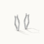 Squiggle Panaroma Diamond Hoops, Sterling Silver, 1/3 ct Lab Grown Diamond-3