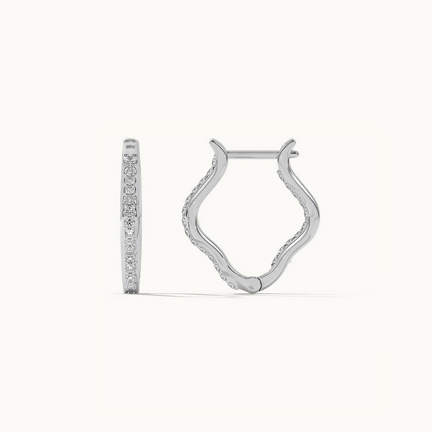 Squiggle Panaroma Hoop Earrings|Sterling Silver Lab Grown