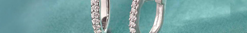 Classic V Two Row Diamond Hoops, Sterling Silver, 1/4 ct Lab Grown Diamond-1