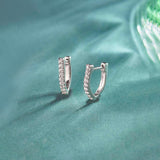 Classic V Two Row Diamond Hoops, Sterling Silver, 1/4 ct Lab Grown Diamond-1