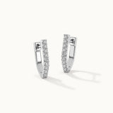 Classic V Two Row Diamond Hoops, Sterling Silver, 1/4 ct Lab Grown Diamond-3