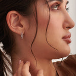 Classic V Two Row Diamond Hoops, Sterling Silver, 1/4 ct Lab Grown Diamond-2