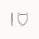 Classic V Two Row Diamond Hoops, Sterling Silver, 1/4 ct Lab Grown Diamond-7