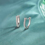 Classic V Two Row Diamond Hoops, Sterling Silver, 1/4 ct Lab Grown Diamond-6