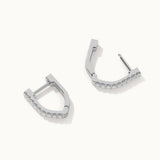 Classic V Two Row Diamond Hoops, Sterling Silver, 1/4 ct Lab Grown Diamond-8