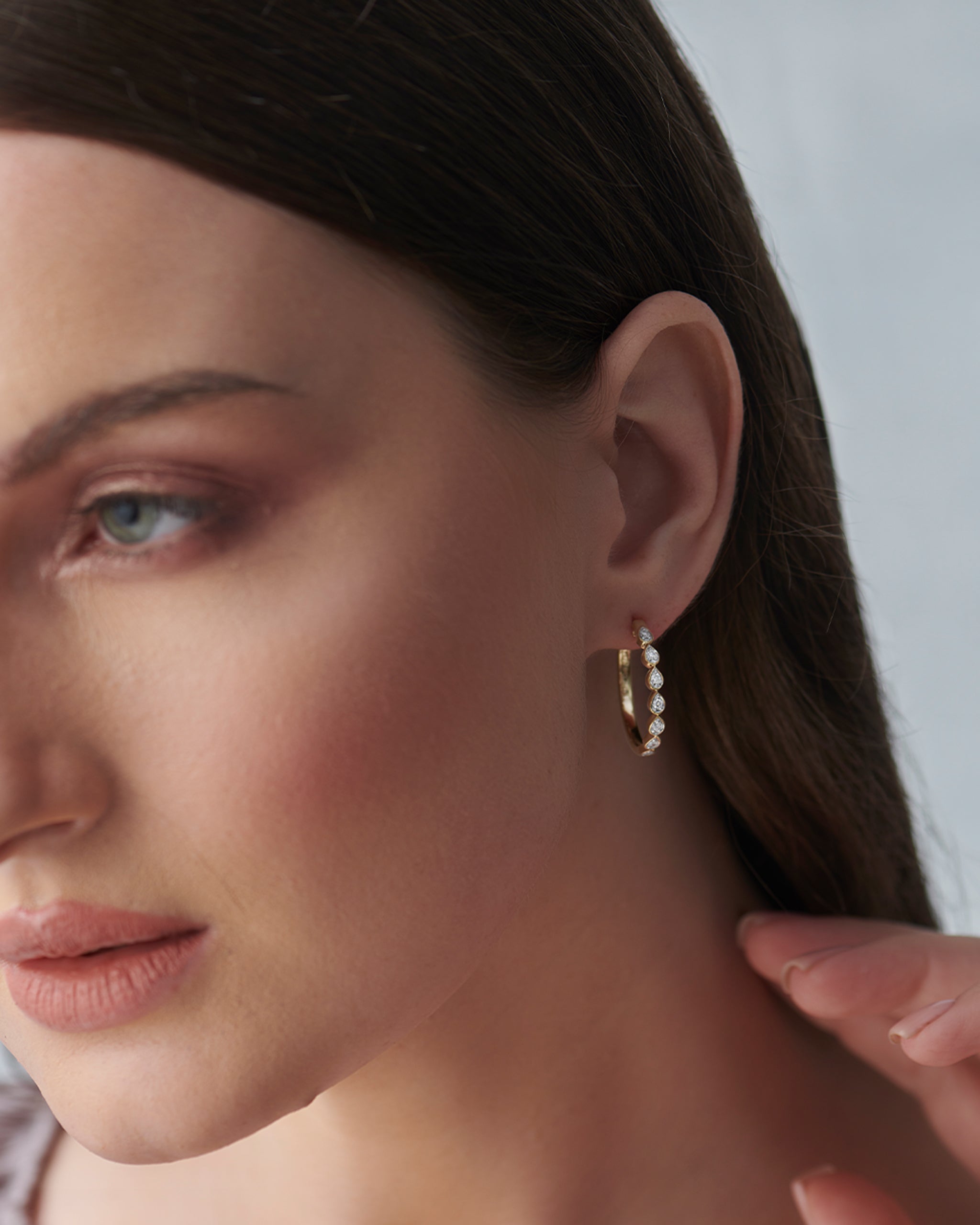 Medium Pear Hoops, 14K Gold Vermeil, 1/3 ct Lab Grown Diamond-2