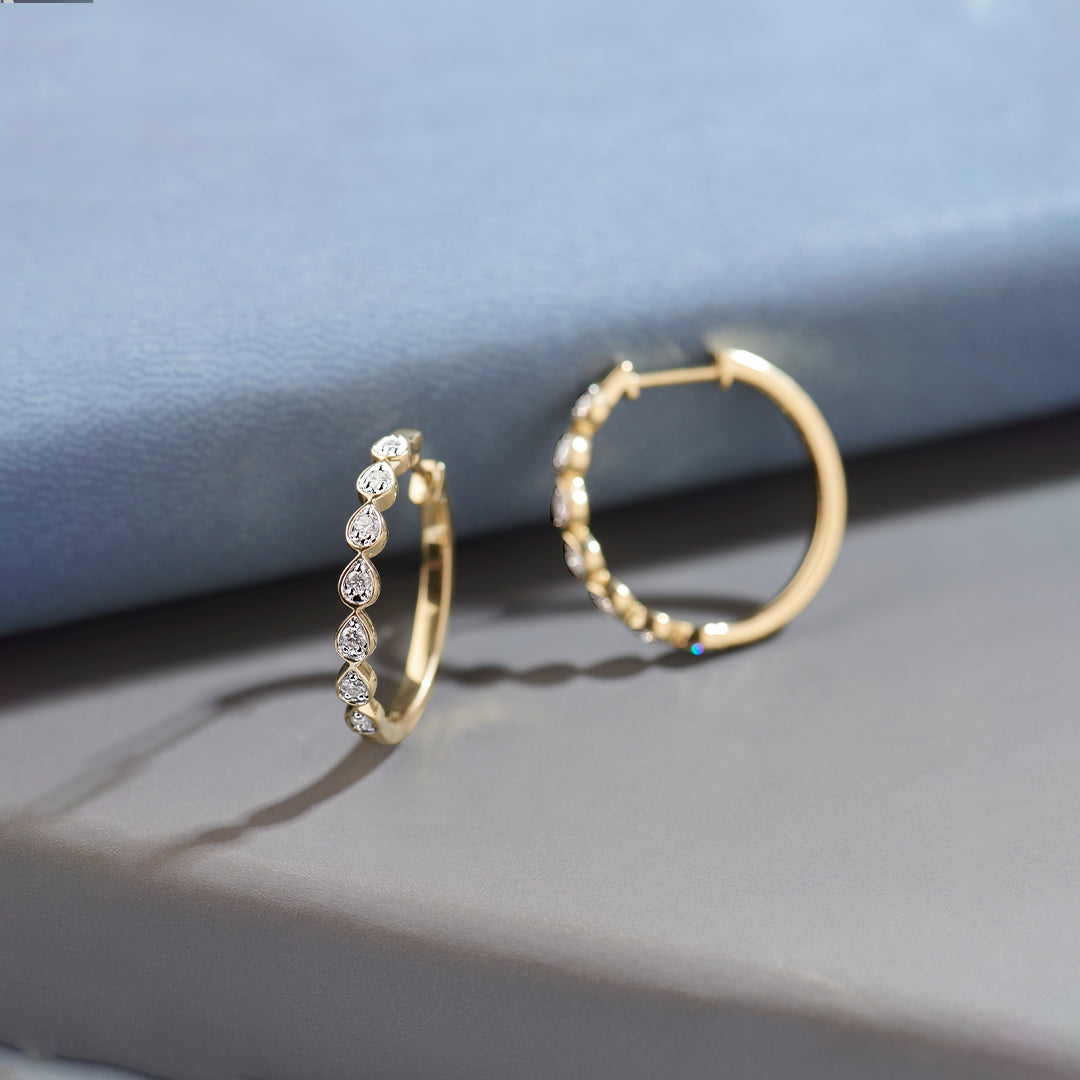 Medium Pear Hoops, 14K Gold Vermeil, 1/3 ct Lab Grown Diamond-1