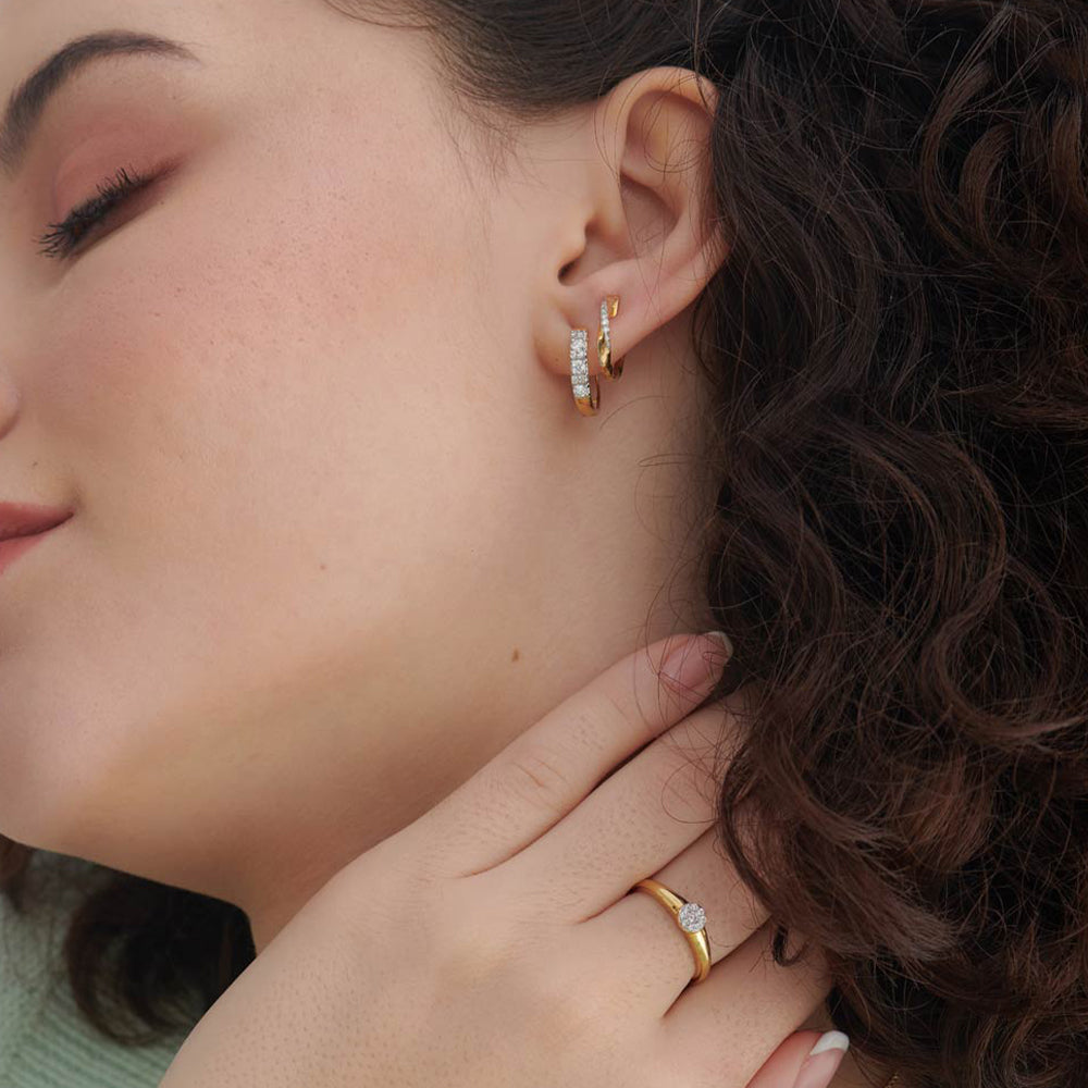 Petite Diamond Hoops, 14K Gold Vermeil, 1/3 ct Lab Grown Diamond-2