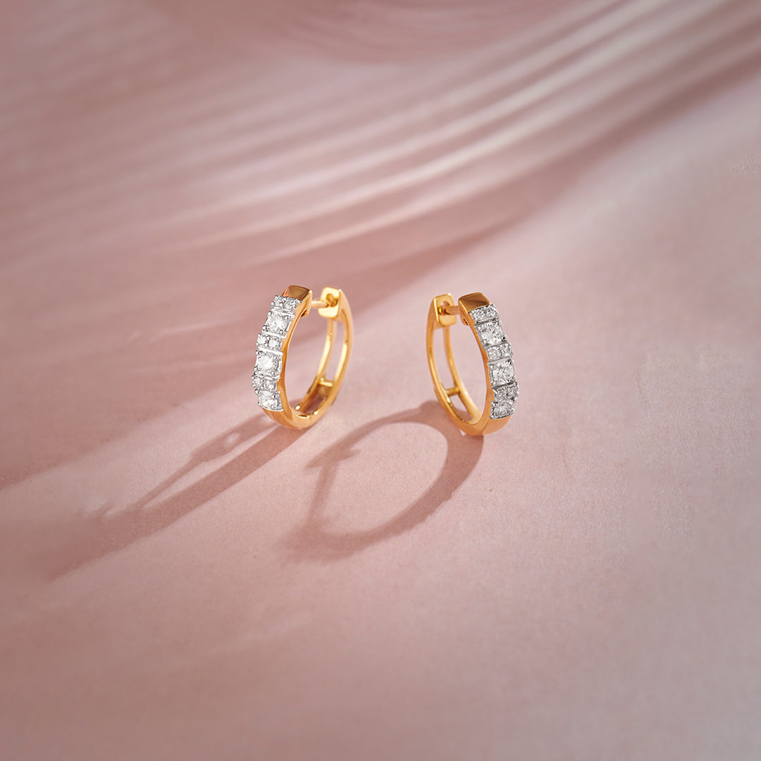 Petite Diamond Hoops, 14K Solid Gold, 1/3 ct Lab Grown Diamond-4