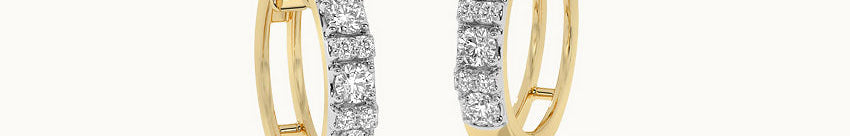 Petite Diamond Hoops, 14K Solid Gold, 1/3 ct Lab Grown Diamond-1