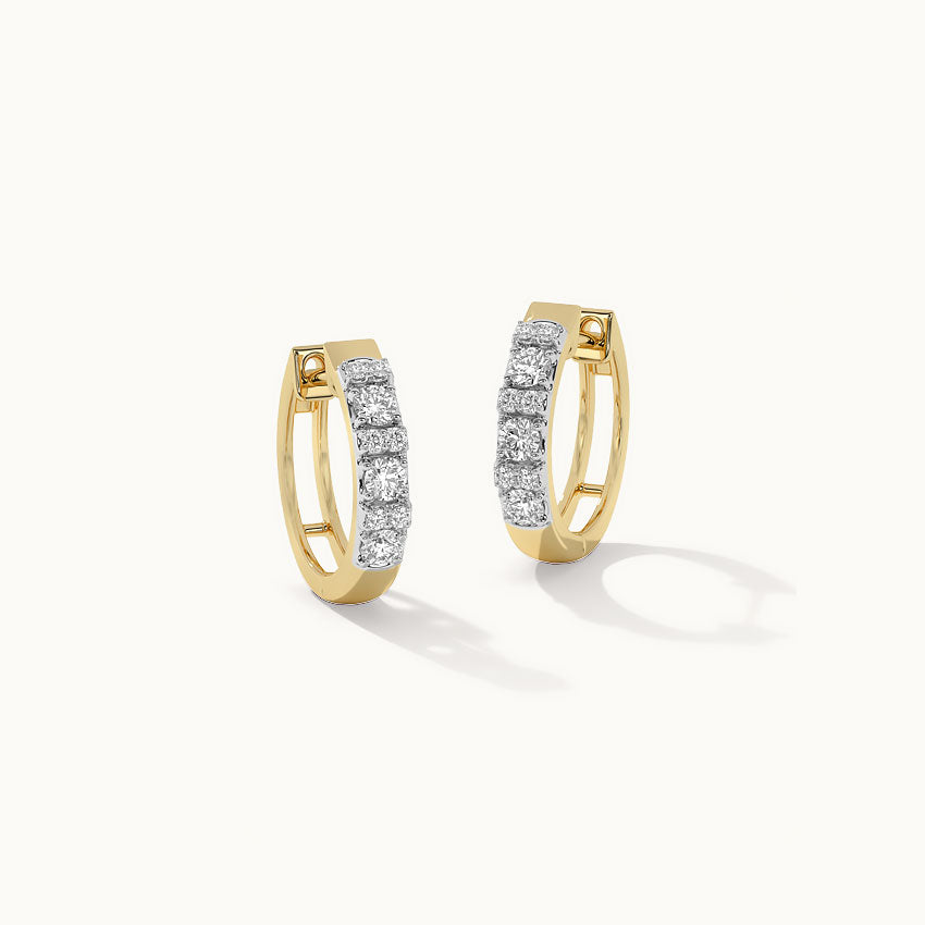 Petite Diamond Hoops, 14K Solid Gold, 1/3 ct Lab Grown Diamond-1