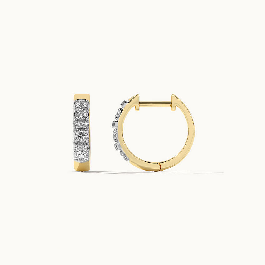 Petite Diamond Hoops, 14K Solid Gold, 1/3 ct Lab Grown Diamond-3