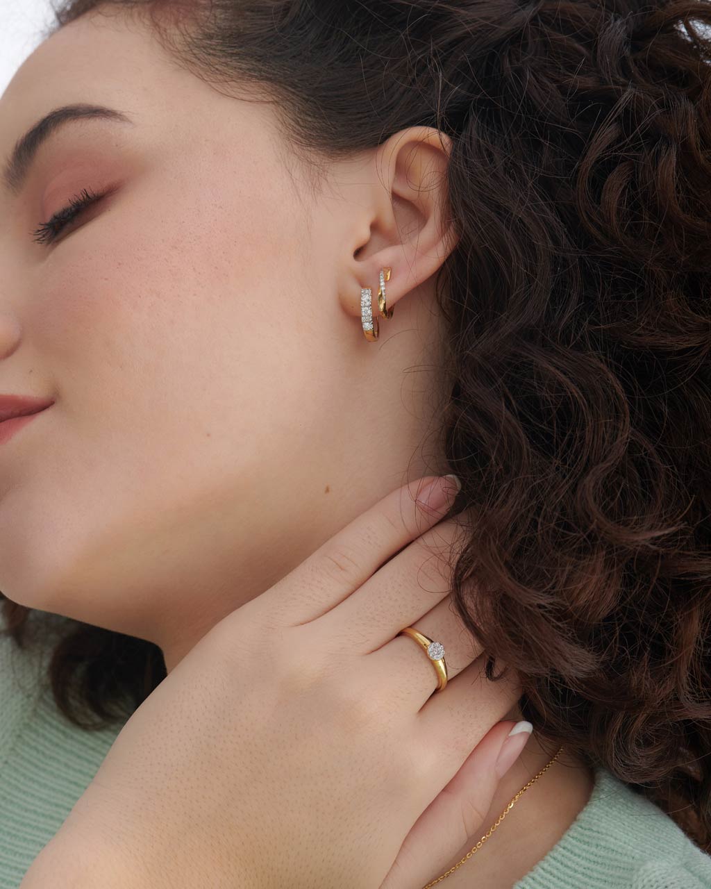 Petite Diamond Hoops, 14K Gold Vermeil, 1/3 ct Lab Grown Diamond-6