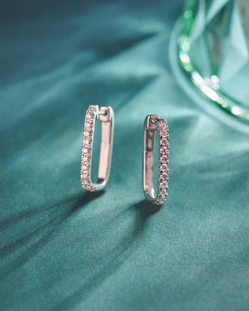 Classic Paperclip Diamond Hoops, Sterling Silver, 1/2 ct Lab Grown Diamond-3