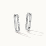Classic Paperclip Diamond Hoops, Sterling Silver, 1/2 ct Lab Grown Diamond-6