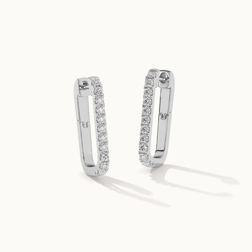 Classic Paperclip Diamond Hoops, 14K Solid Gold, 1/2 ct Lab Grown Diamond-6