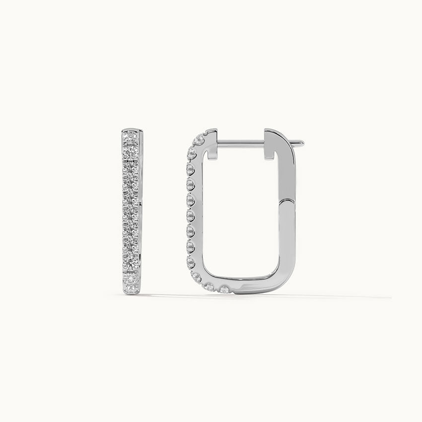 Classic Paperclip Diamond Hoops, 14K Solid Gold, 1/2 ct Lab Grown Diamond-7