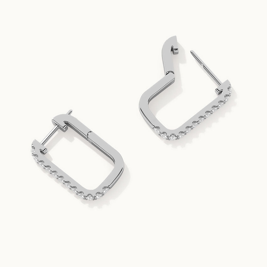 Classic Paperclip Diamond Hoops, Sterling Silver, 1/2 ct Lab Grown Diamond-8