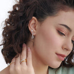 Classic Paperclip Diamond Hoops, Sterling Silver, 1/2 ct Lab Grown Diamond-5