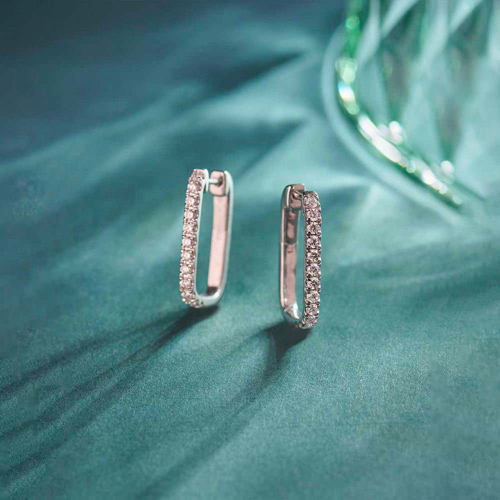 Classic Paperclip Diamond Hoops, Sterling Silver, 1/2 ct Lab Grown Diamond-1