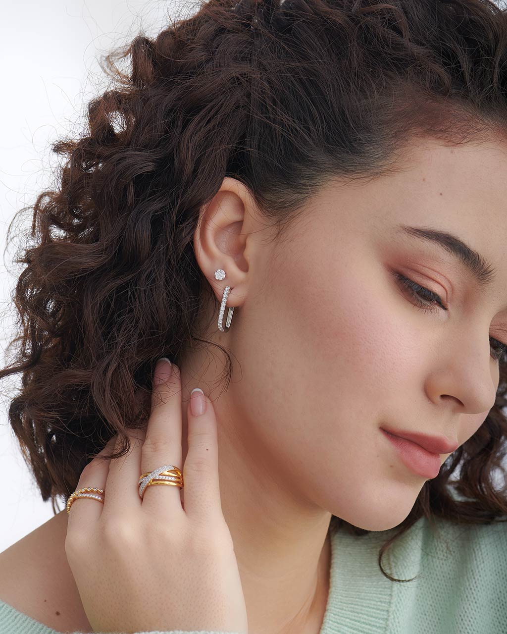 Classic Paperclip Diamond Hoops, 14K Solid Gold, 1/2 ct Lab Grown Diamond-5