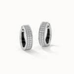 Classic Two Line Diamond Hoops, Sterling Silver, 1/2 ct Lab Grown Diamond-3