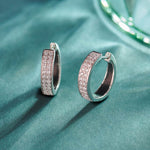 Classic Two Line Diamond Hoops, Sterling Silver, 1/2 ct Lab Grown Diamond-6