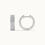 Classic Two Line Diamond Hoops, Sterling Silver, 1/2 ct Lab Grown Diamond-7
