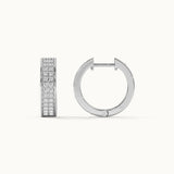 Classic Two Line Diamond Hoops, Sterling Silver, 1/2 ct Lab Grown Diamond-7