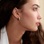 Classic Two Line Diamond Hoops, Sterling Silver, 1/2 ct Lab Grown Diamond-5