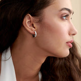 Classic Two Line Diamond Hoops, Sterling Silver, 1/2 ct Lab Grown Diamond-5