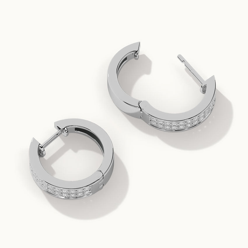 Classic Two Line Diamond Hoops, Sterling Silver, 1/2 ct Lab Grown Diamond-8