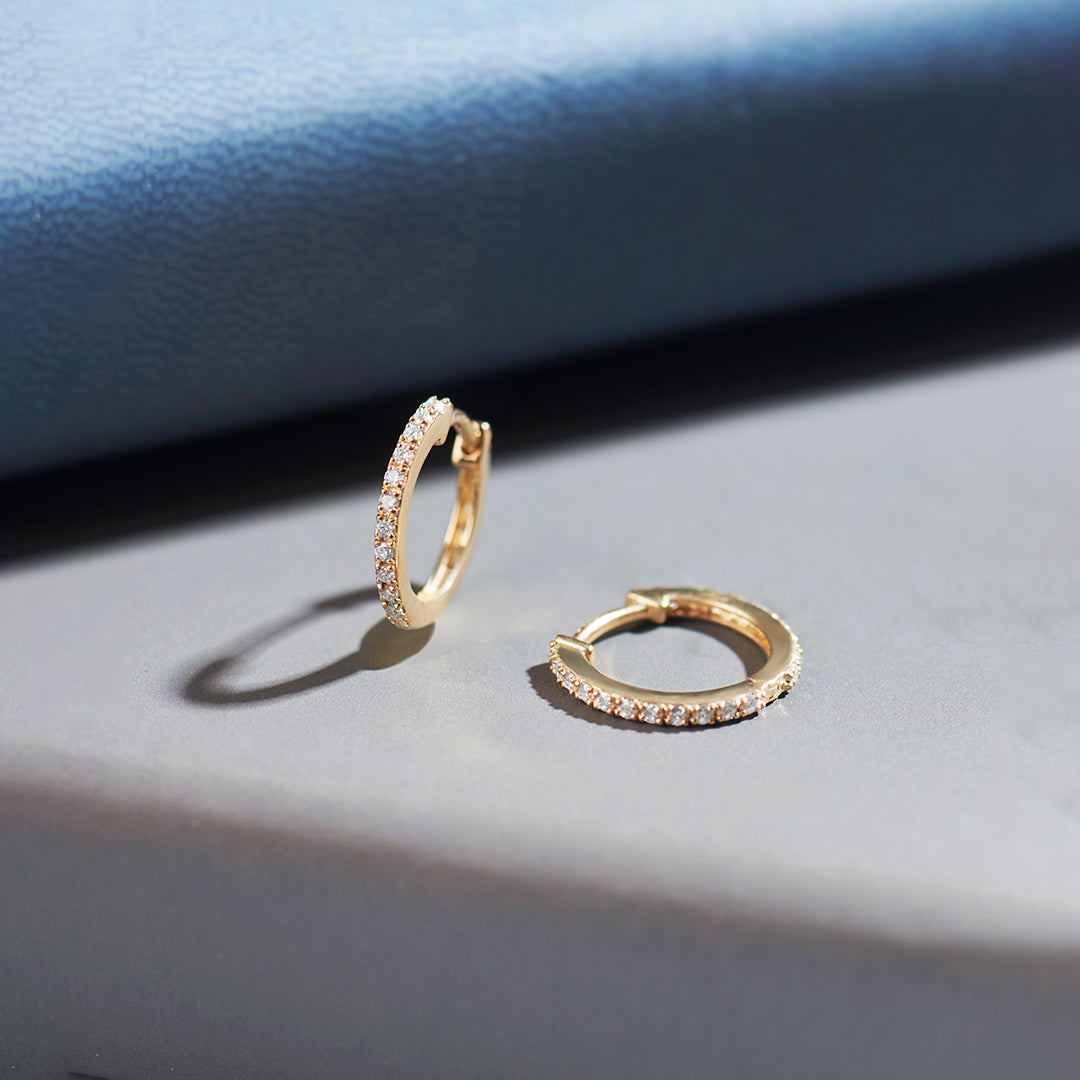 Chic Small Hoops, 14K Gold Vermeil, 1/4 ct Lab Grown Diamond-1