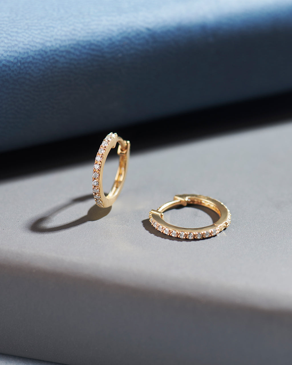 Chic Small Hoops, 14K Solid Gold, 1/4 ct Lab Grown Diamond-5