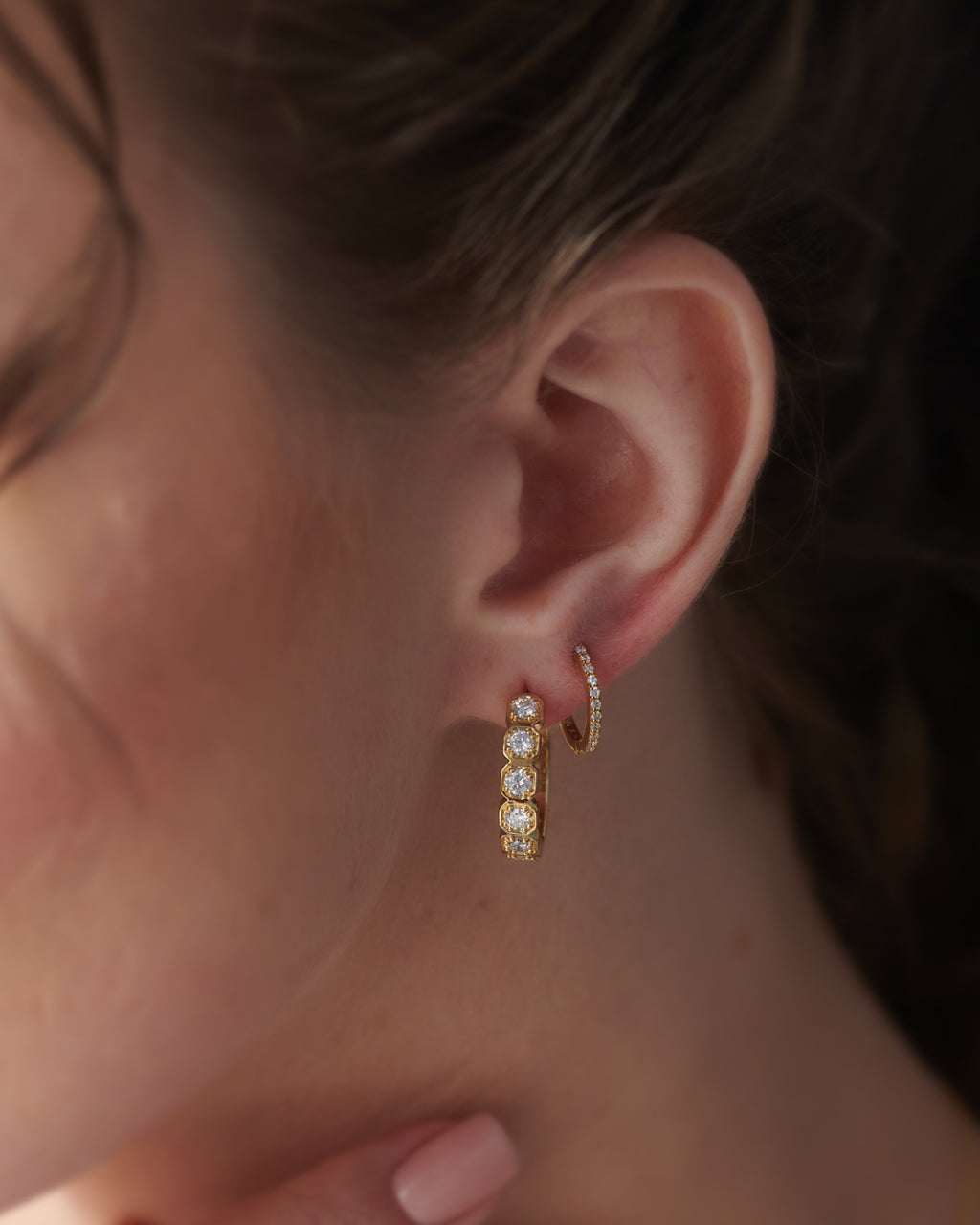 Chic Small Hoops, 14K Solid Gold, 1/4 ct Lab Grown Diamond-2